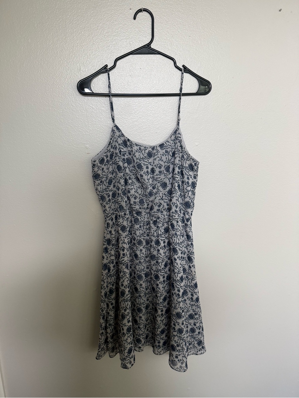 LOFT Navy Floral Spaghetti Strap Mini Dress